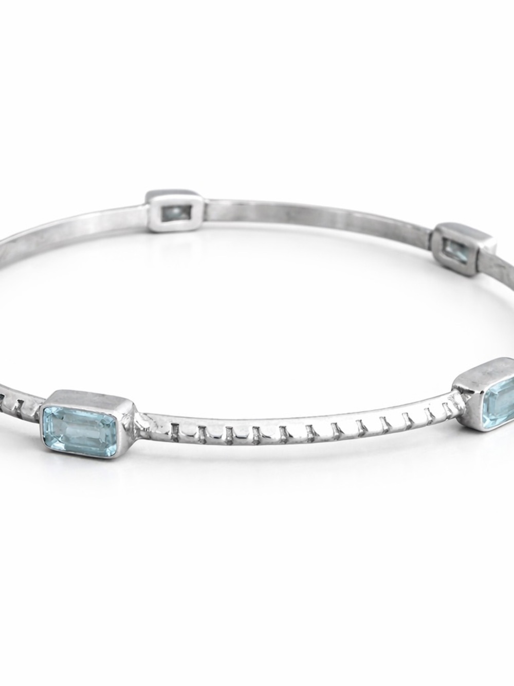 Sterling Silver Blue Topaz Bangle Bracelet New
